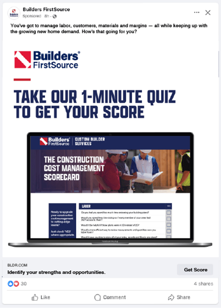 LinkedIn ad for a 1-minute quiz