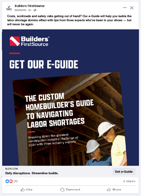 LinkedIn ad for the Homebuilders Guide