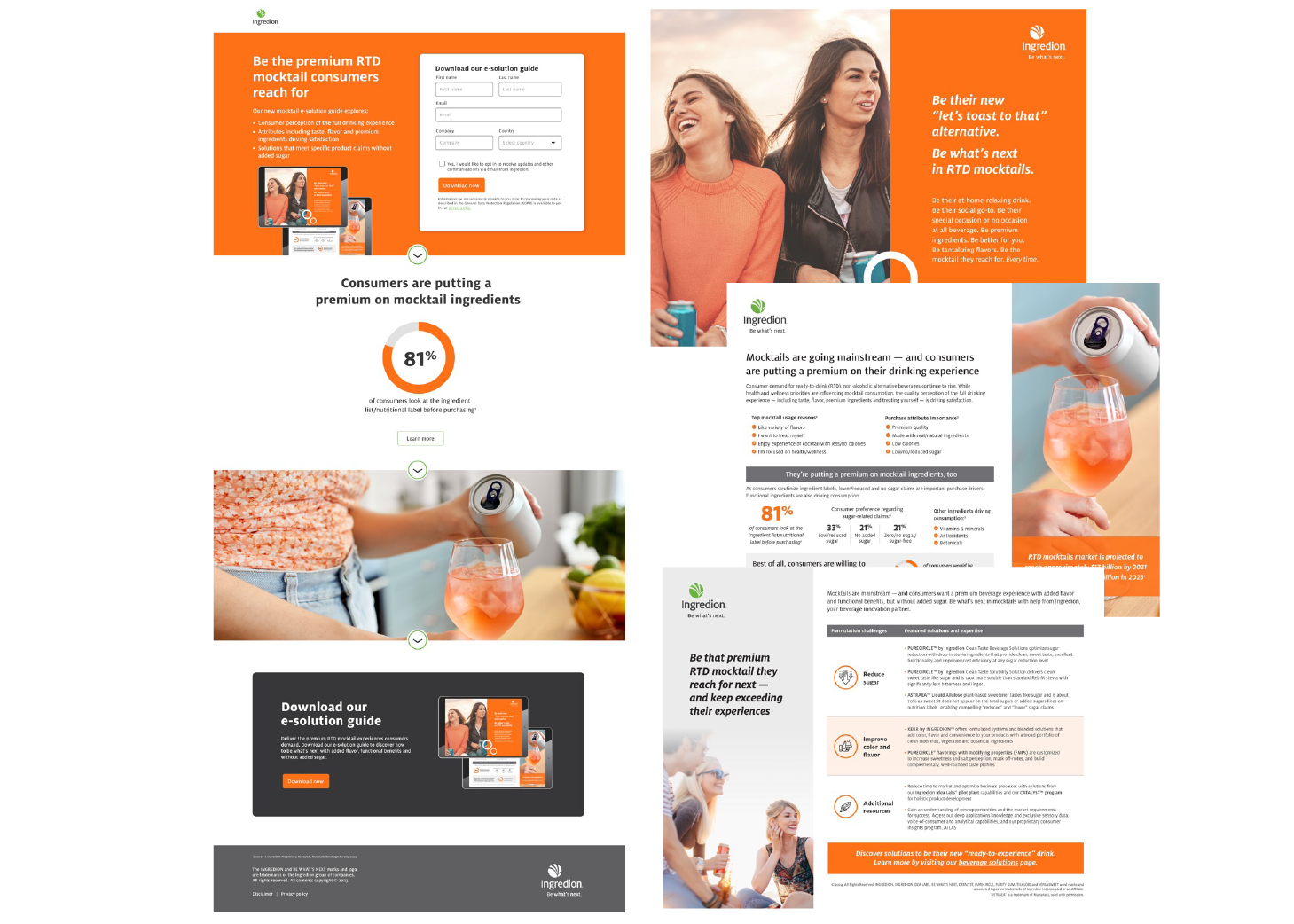 RTD Mocktails landing page and solutions guide